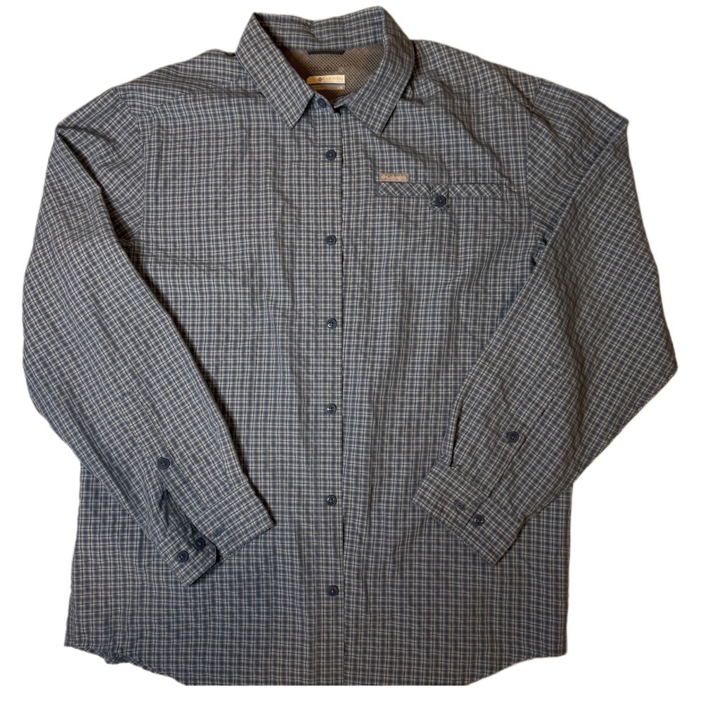 Columbia Mens L/G Large Plaid Button Up Long Sleeve Shirt Outdoor Casual Fishing